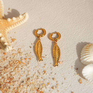 Fish Charm Huggie Earrings (2-1 Necklace Charm)