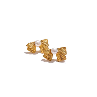 Rippled Pearl Bow Studs (2 Colors Available)