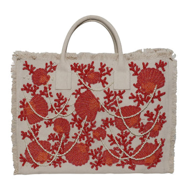 Coral and Pearls Fringes Beach Tote (Made to Order)
