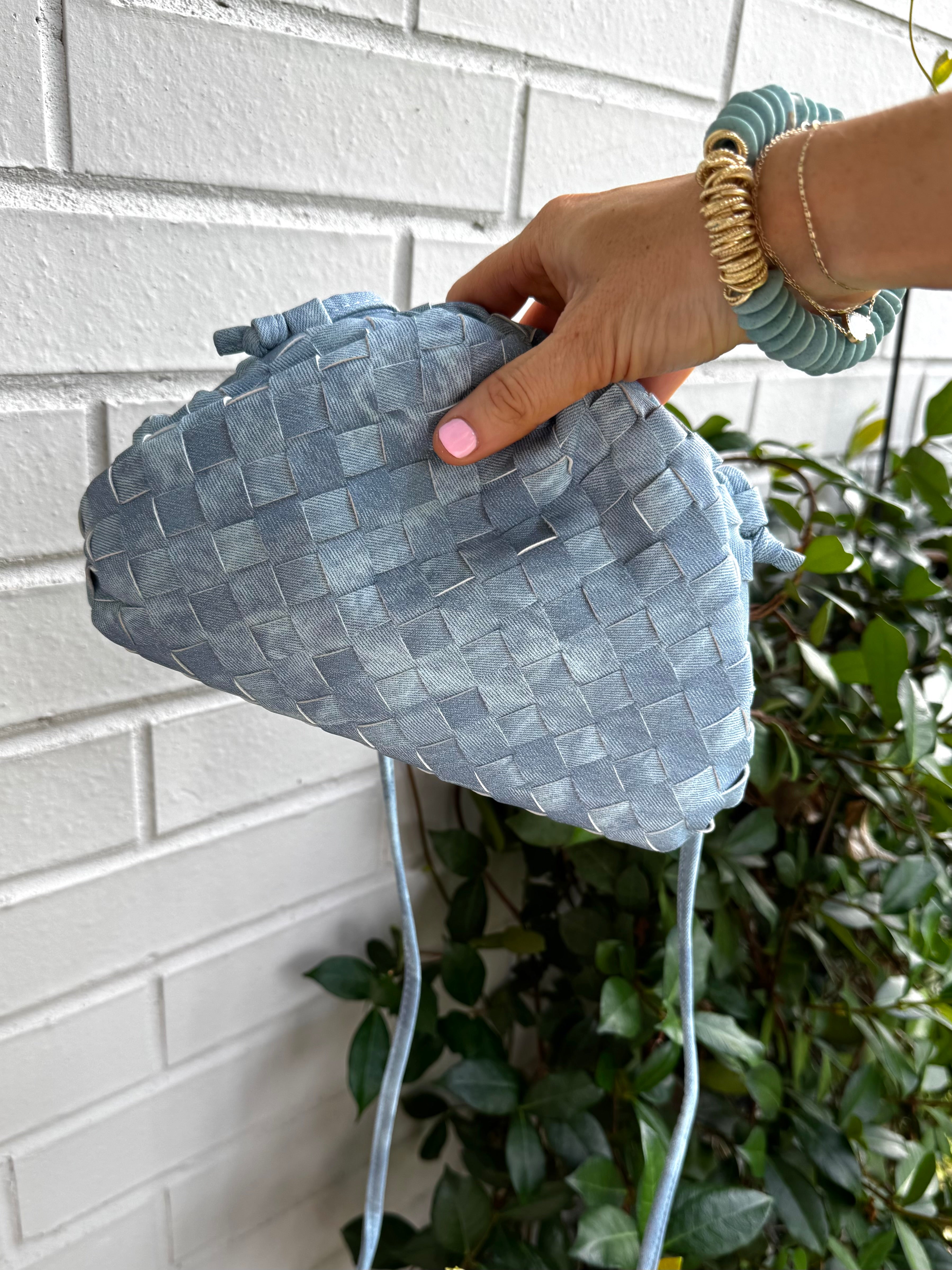 Mia Quilted Denim Cloud Crossbody Clutch
