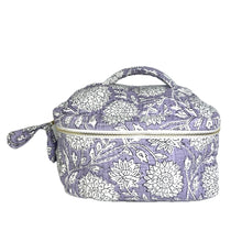 Load image into Gallery viewer, Periwinkle Lotus Block Print Cosmetic Case