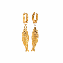Load image into Gallery viewer, Fish Charm Huggie Earrings (2-1 Necklace Charm)