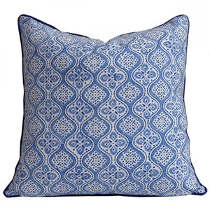 Ogee Blue Piped Pillow Cover (20”x 20”)