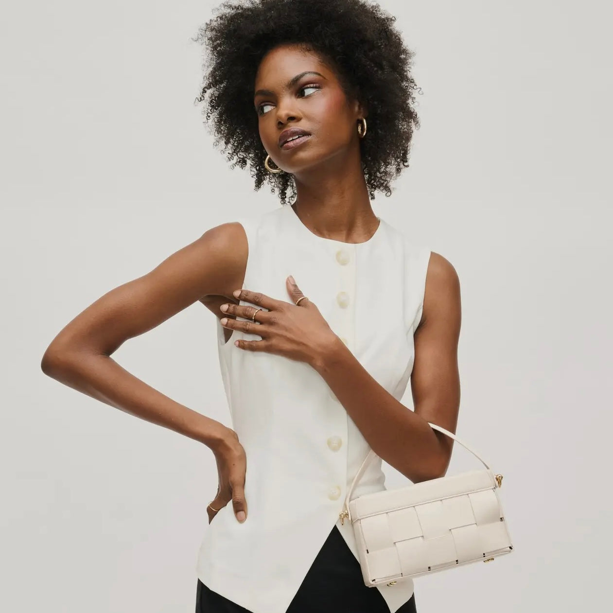 Alice Woven Crossbody/Handle Clutch Ivory