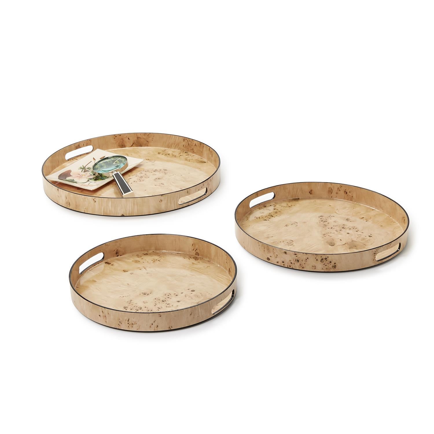 Burled Wood Round Trays (SET OF 3)