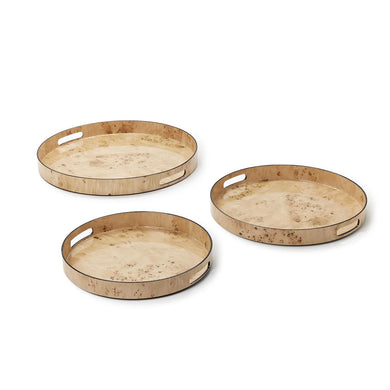 Burled Wood Pattern Round Trays (Set of 3)