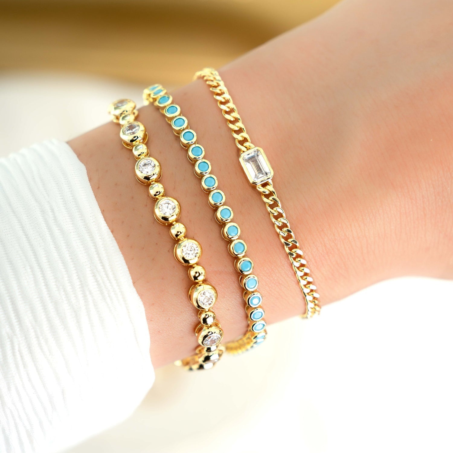 Turquoise Bezel Tennis Bracelet