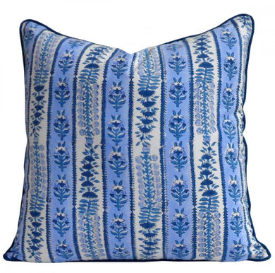 Trellis Blue Piped Pillow Cover (20”x 20”)