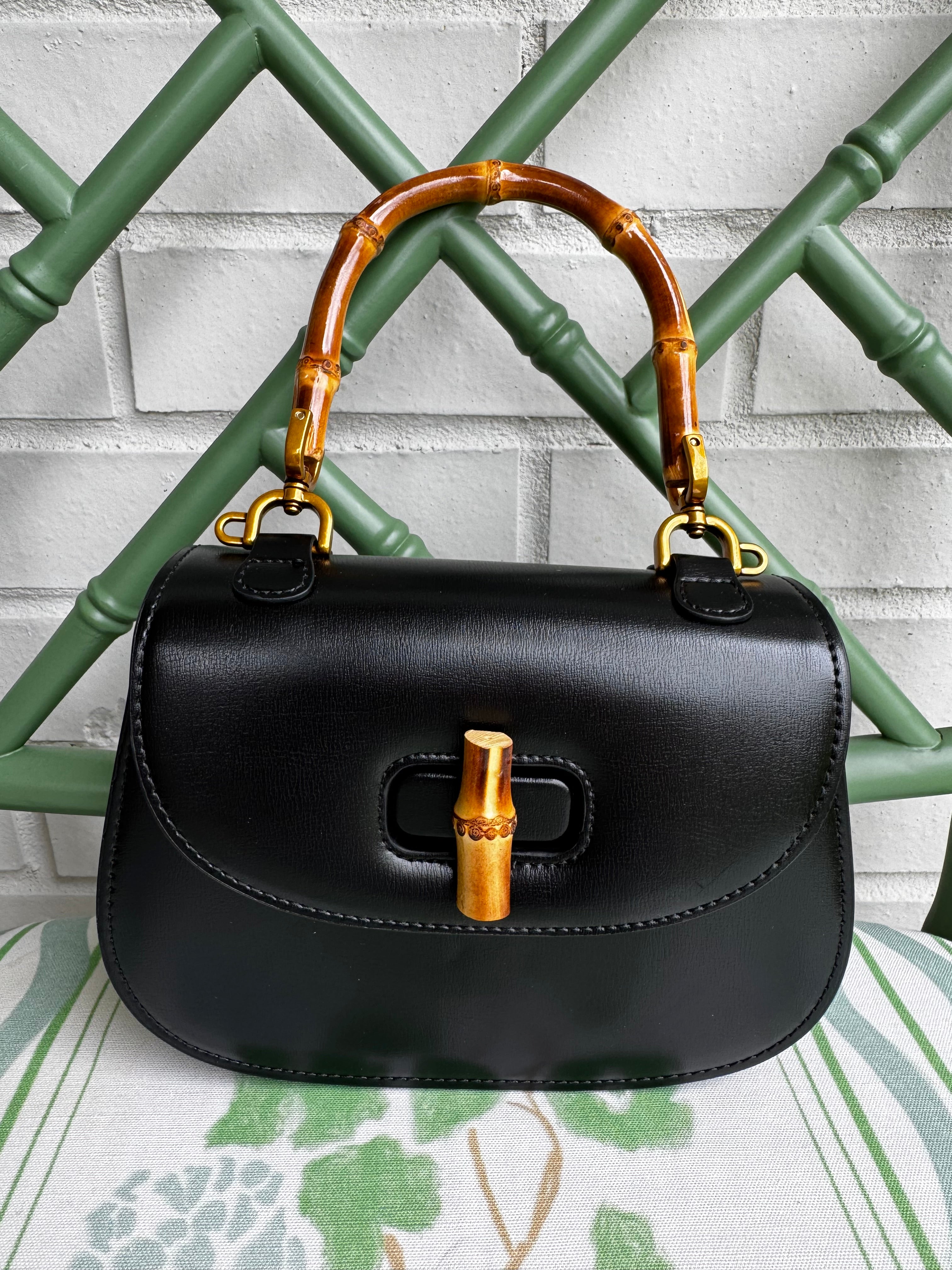 Harper Black Bamboo Handle Crossbody/Clutch