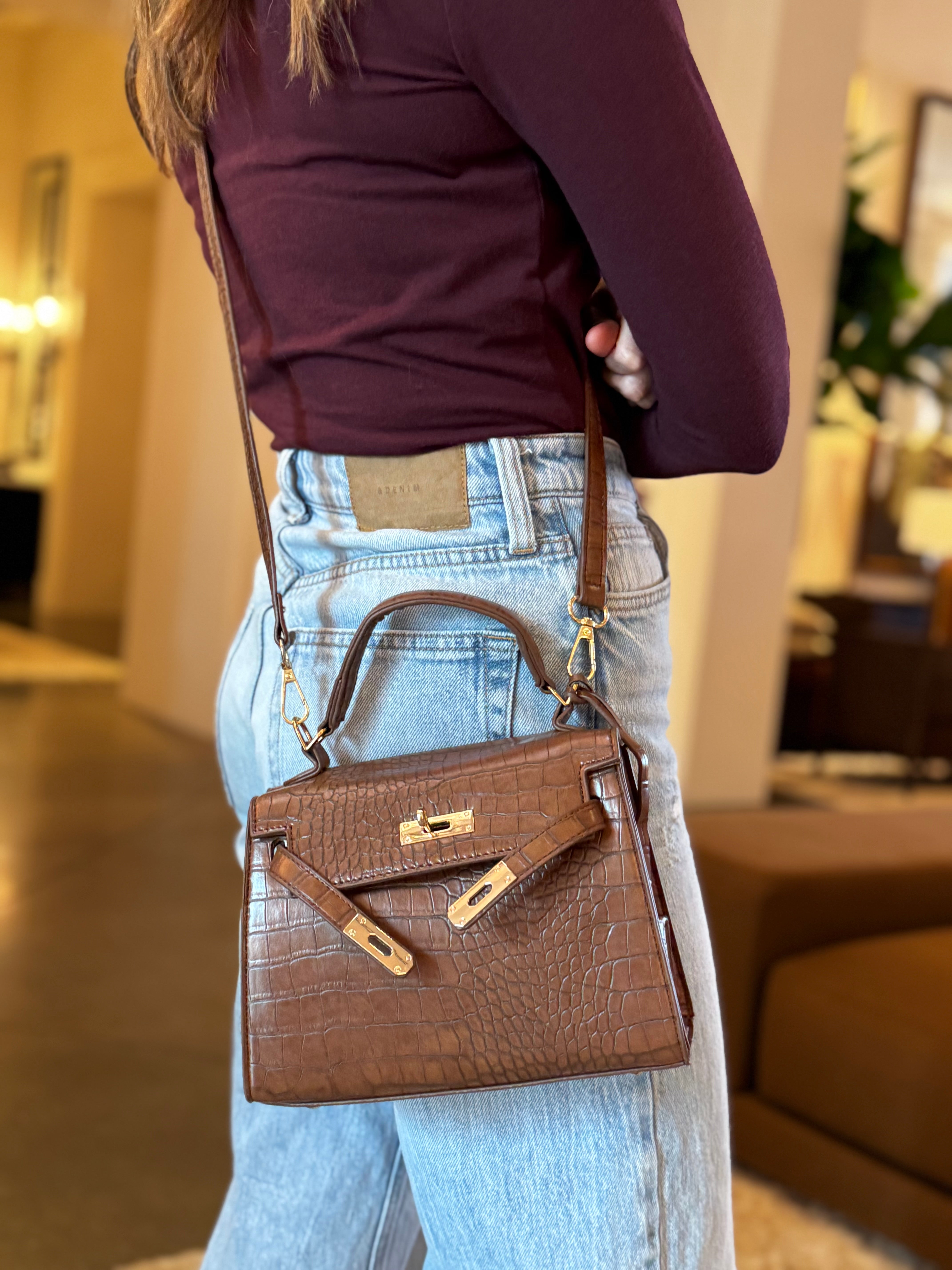 Croc Crossbody - Brown