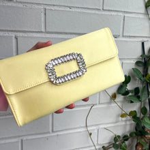 Load image into Gallery viewer, Butter Satin Rhinestone Buckle Clutch