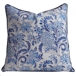 Bela Blue Piped Pillow Cover (20”x 20”)