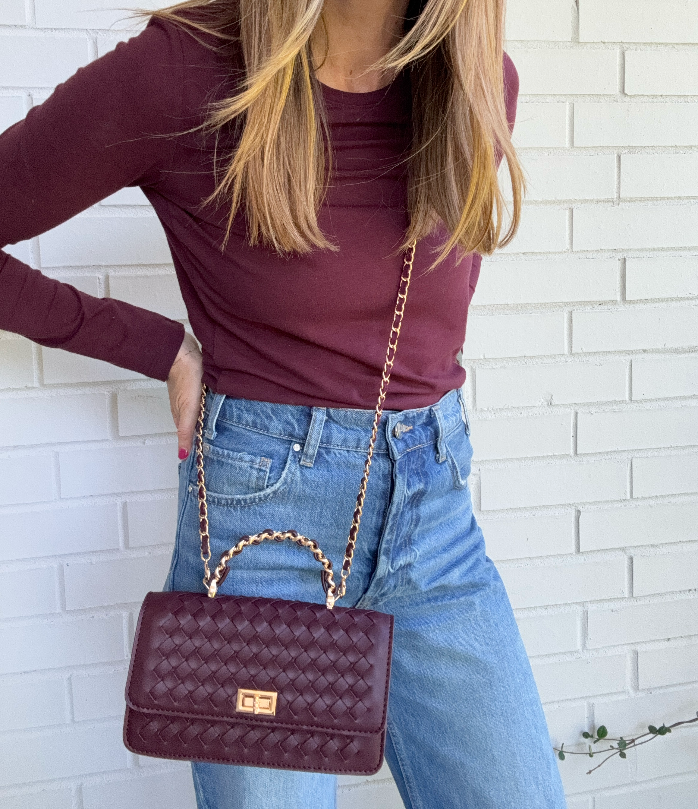 Lulu Woven Clutch/Crossbody - Wine