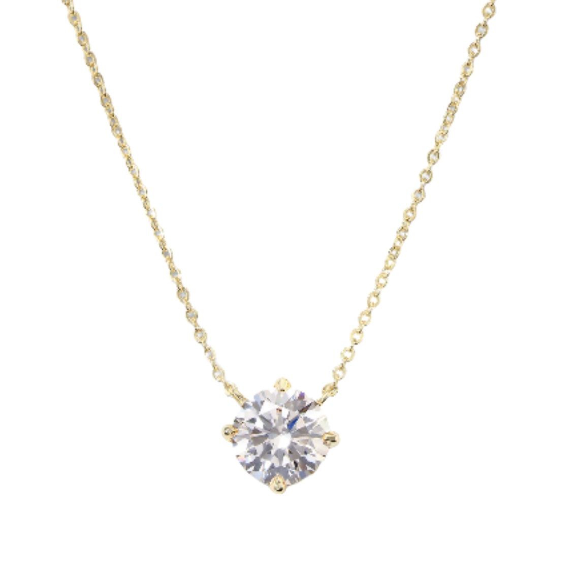 Gold Round Solitaire Necklace