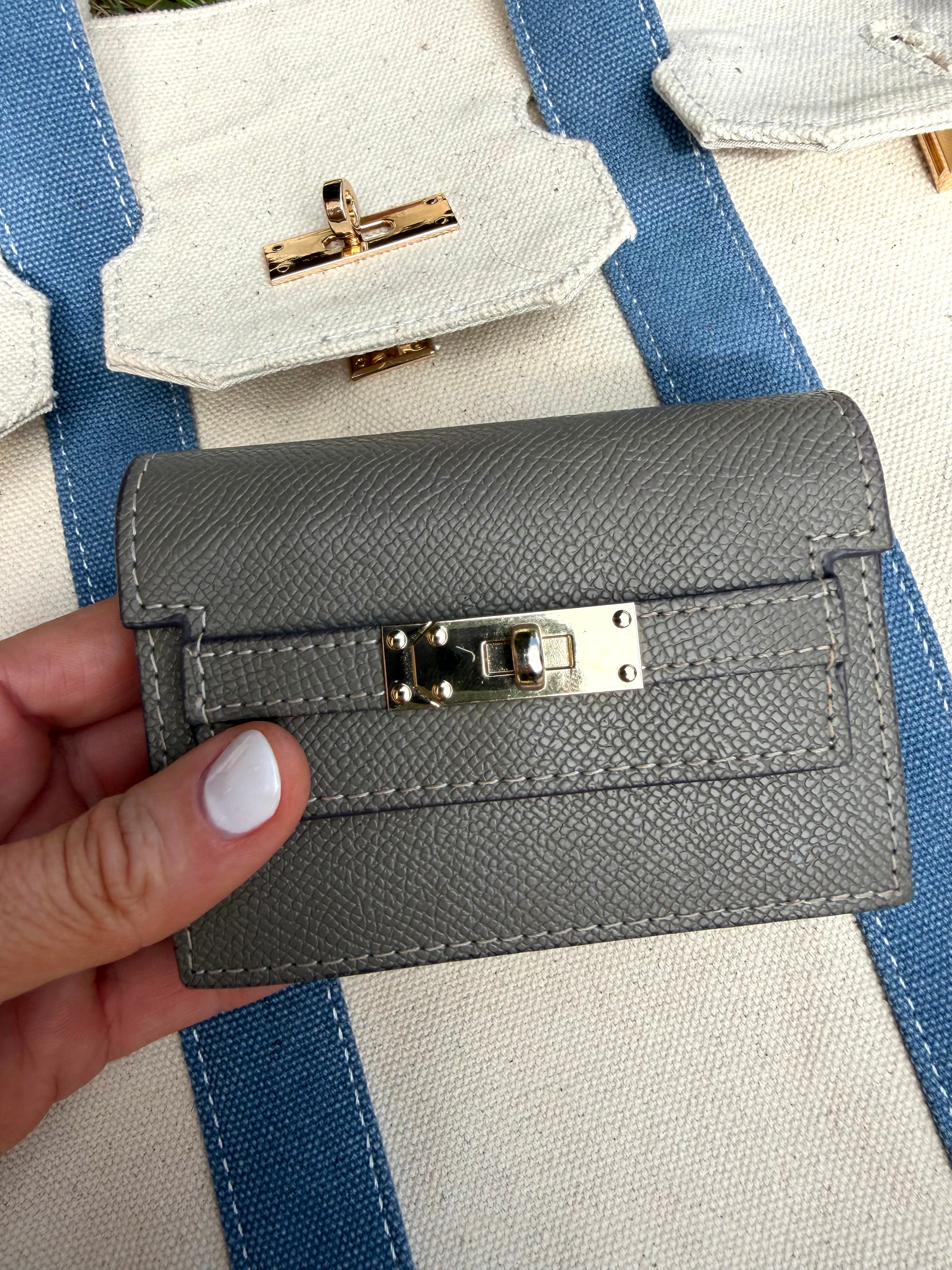 Kelly Card Holder - Gray (Accordion Style - Genuine Leather)