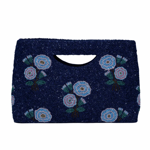 Navy Beaded Ophelia Clutch (Made to Order)