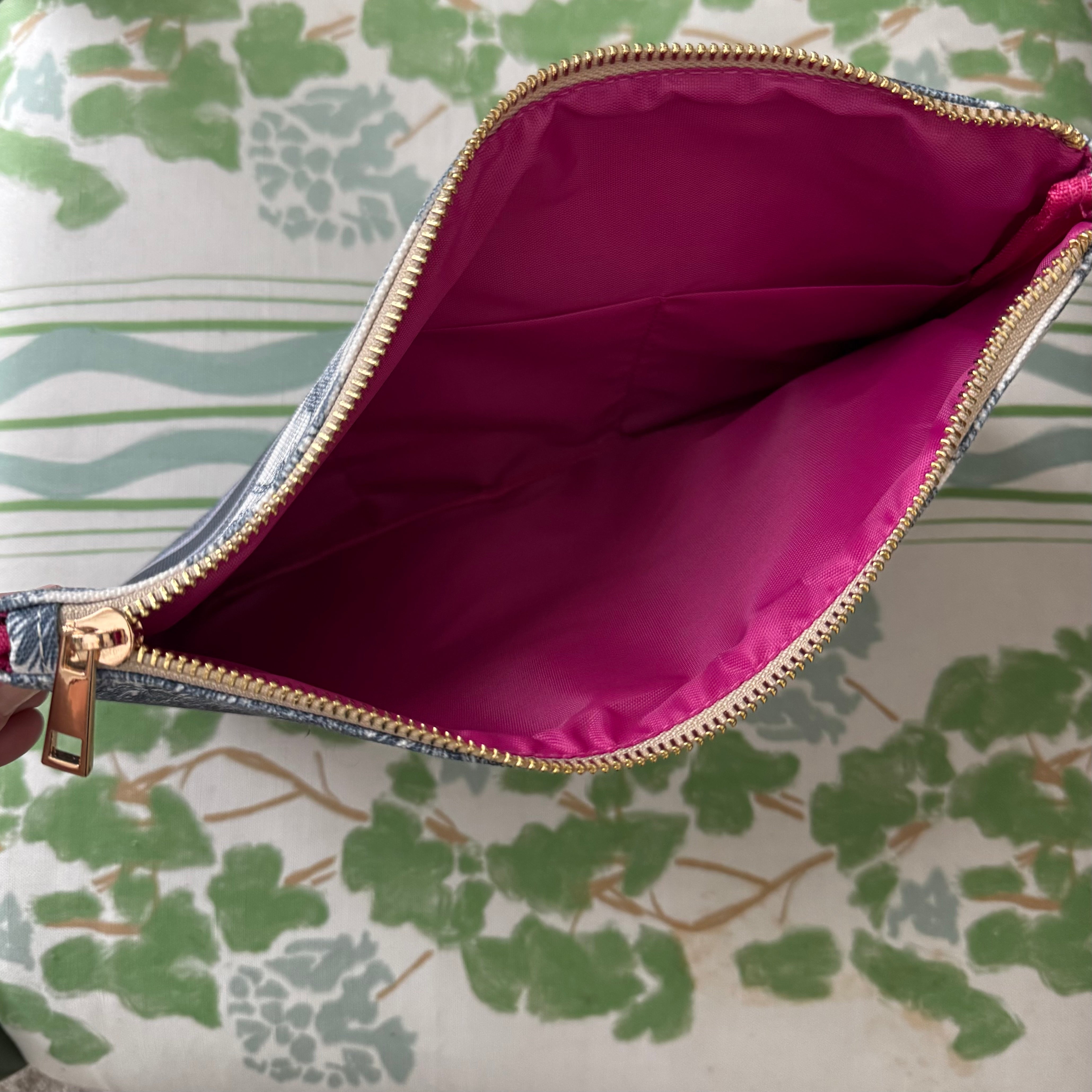 Navy Toile “Blank Name” Cosmetic Bag (In stock ready to ship)