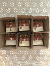 Load image into Gallery viewer, Straw &amp; Leather Picnic Bag (Ships in 3 weeks)