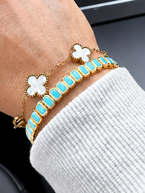 Clover Charm Bracelet - Pearl White