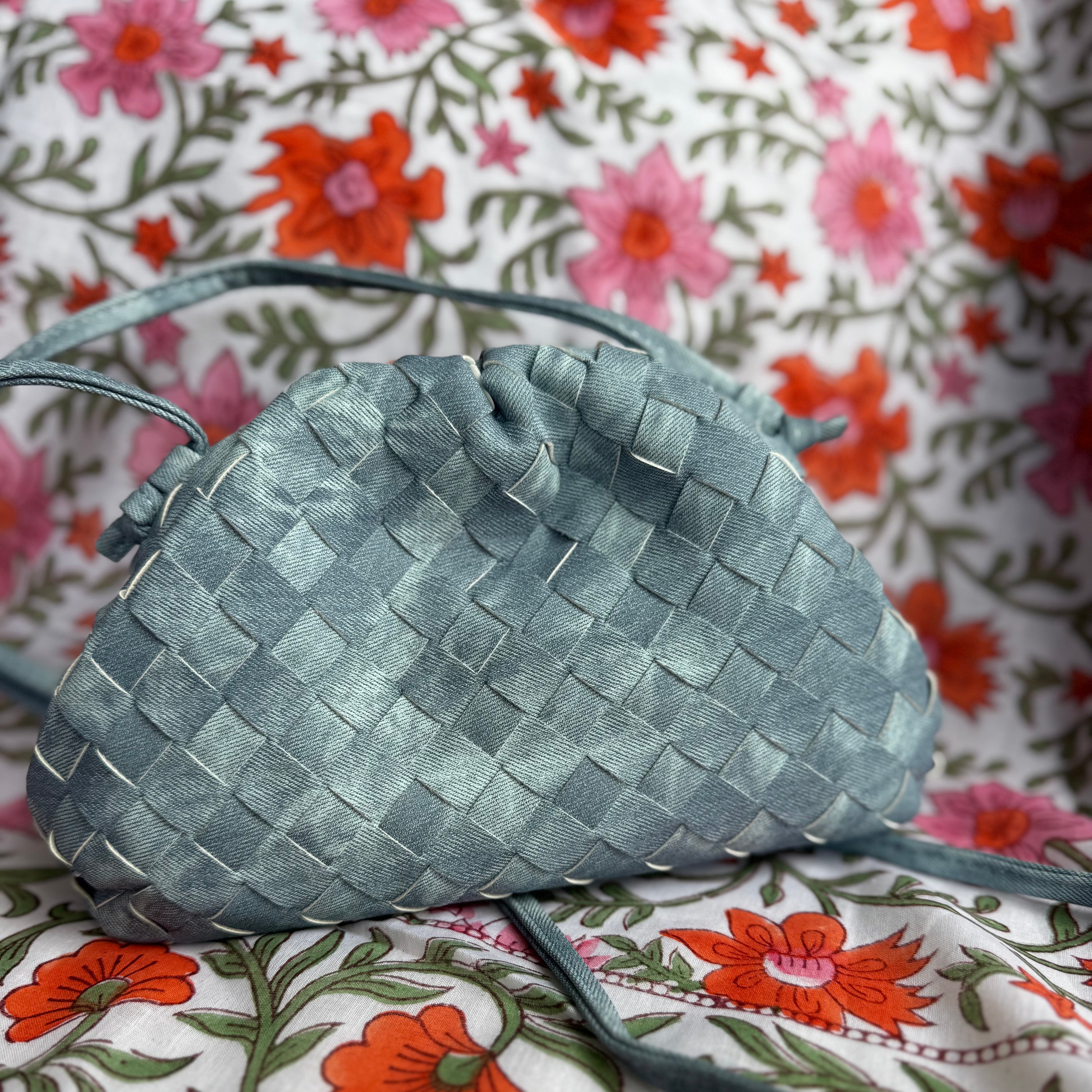 Mia Quilted Denim Cloud Crossbody Clutch
