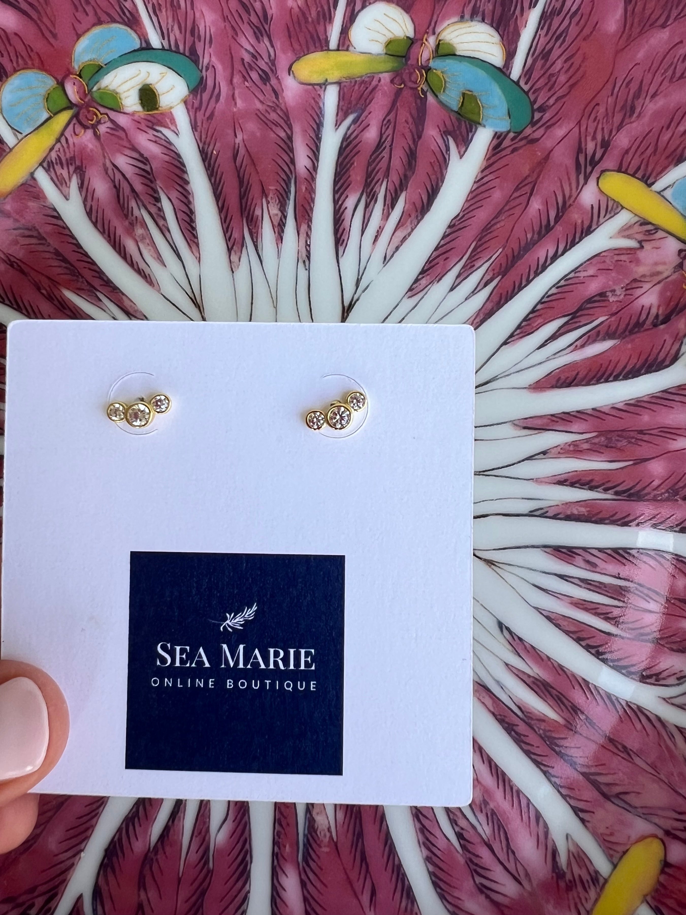 Triple Bezel Stud Earrings