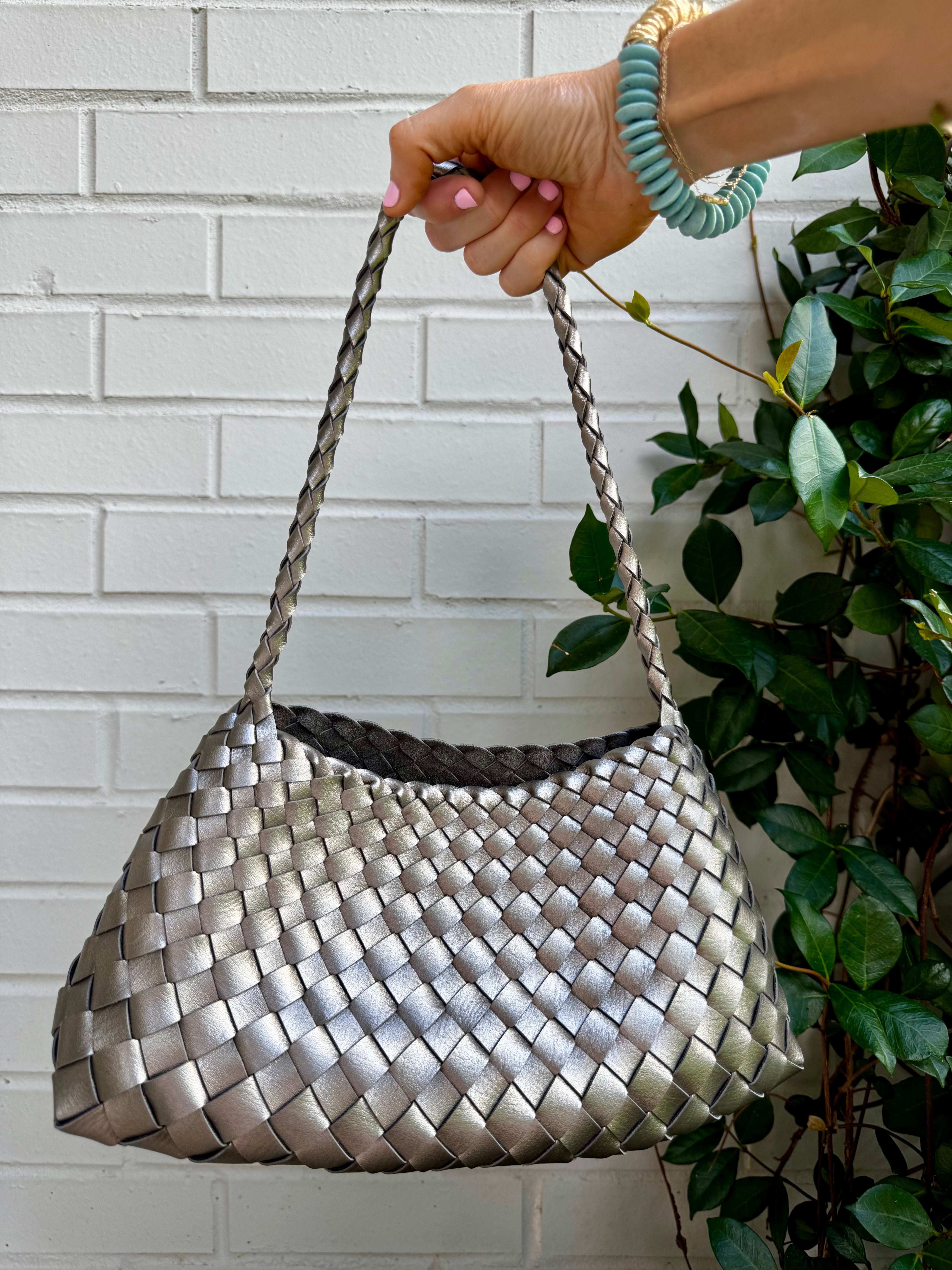 Iris Metallic Woven Tote