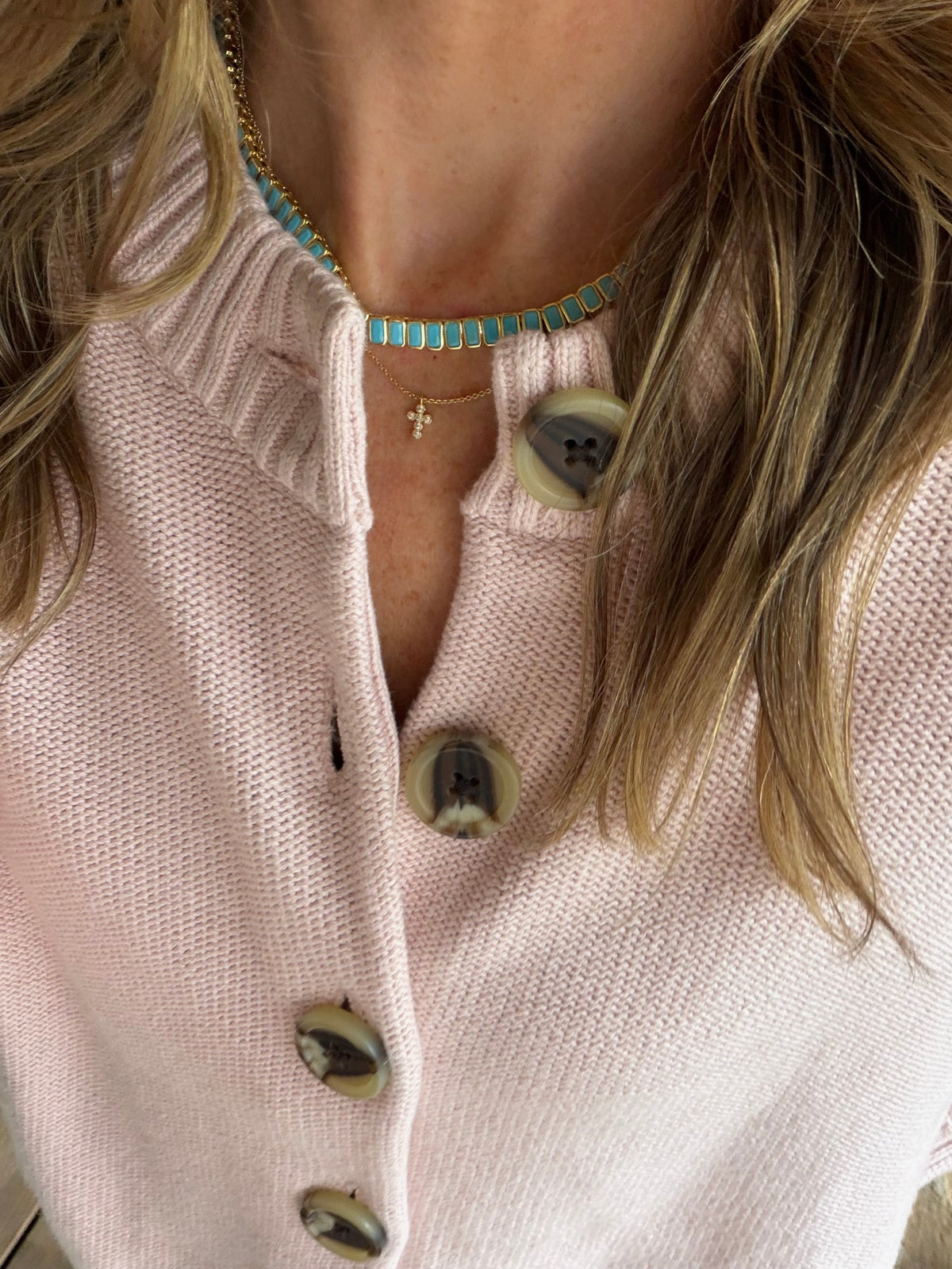 Petite Bezel Cross Necklace