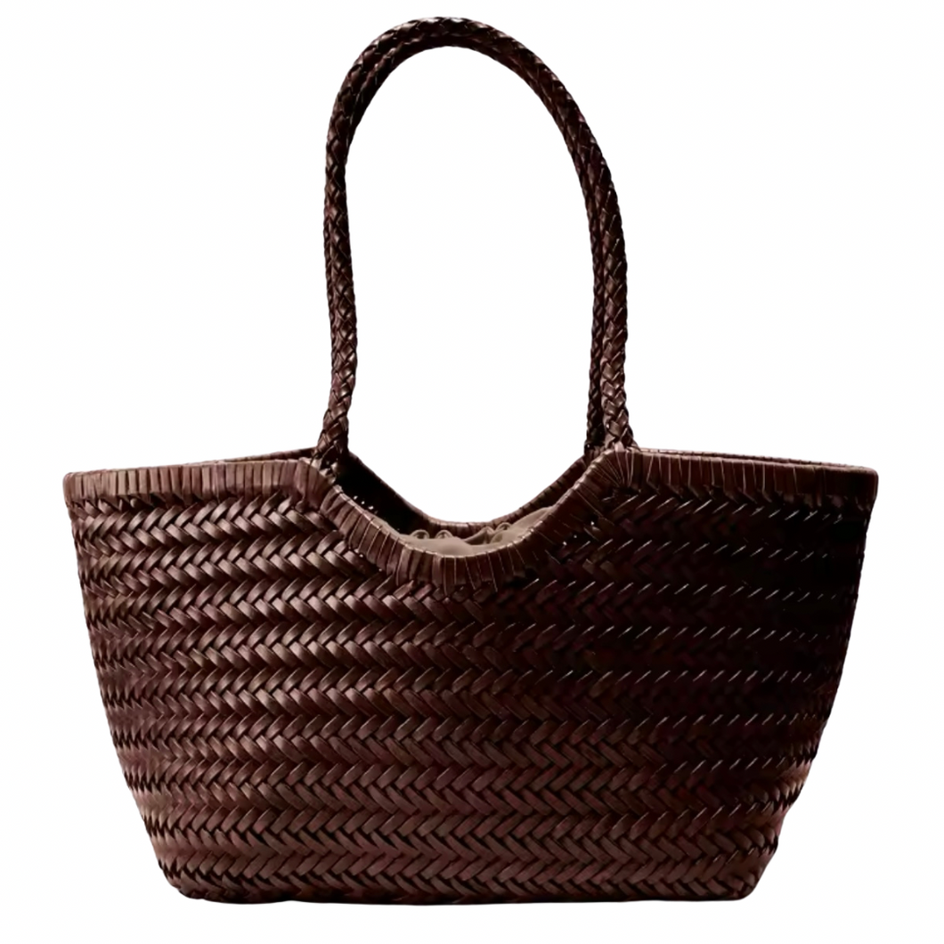 Coffee Weave Leather Tote