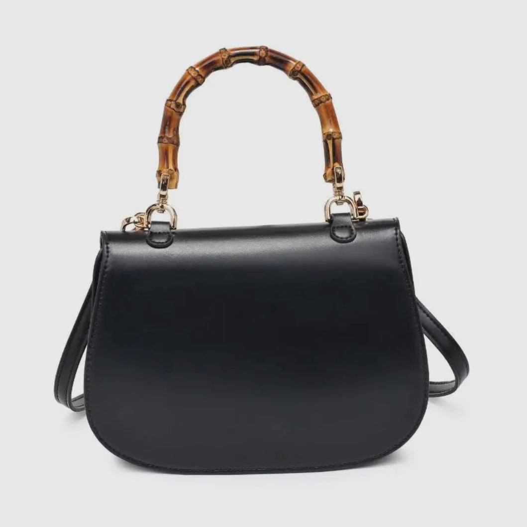 Harper Black Bamboo Handle Crossbody/Clutch