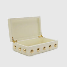 Load image into Gallery viewer, Beige Decorative Box with Shiny Gold Ball Design