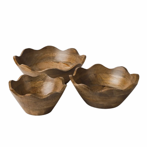 Handcrafted Scalloped Wood Bowls (Available in 3 sizes)