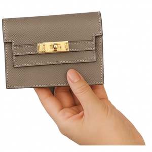 Kelly Card Holder - Khaki (Accordion Style - Genuine Leather)