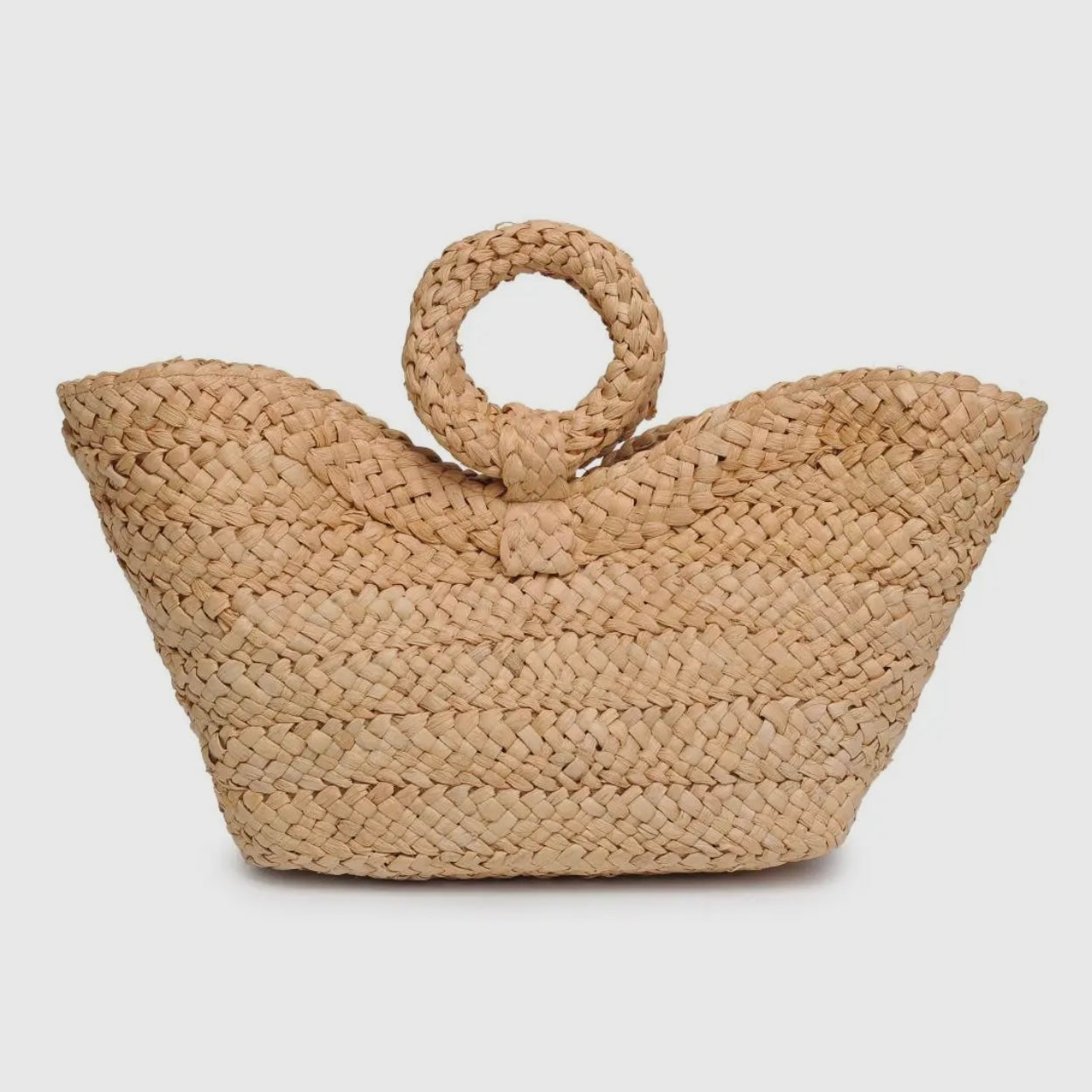 Ring Handle Straw Tote