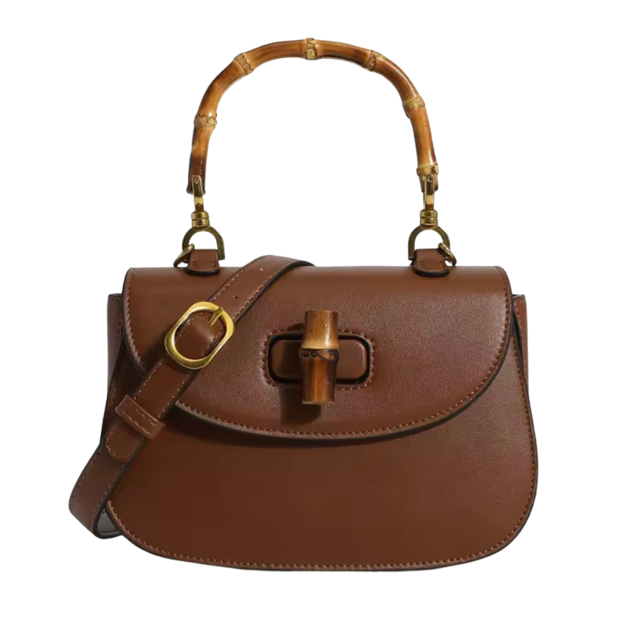 Harper Coffee Bamboo Handle Crossbody/Clutch