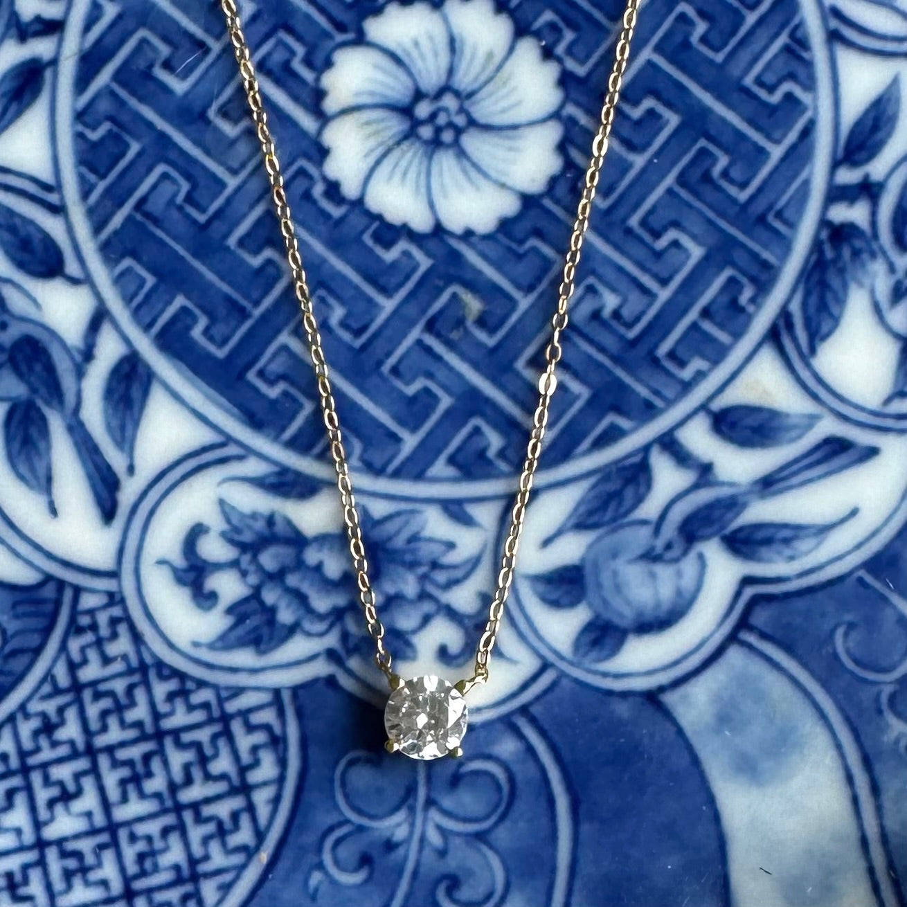 Gold Round Solitaire Necklace