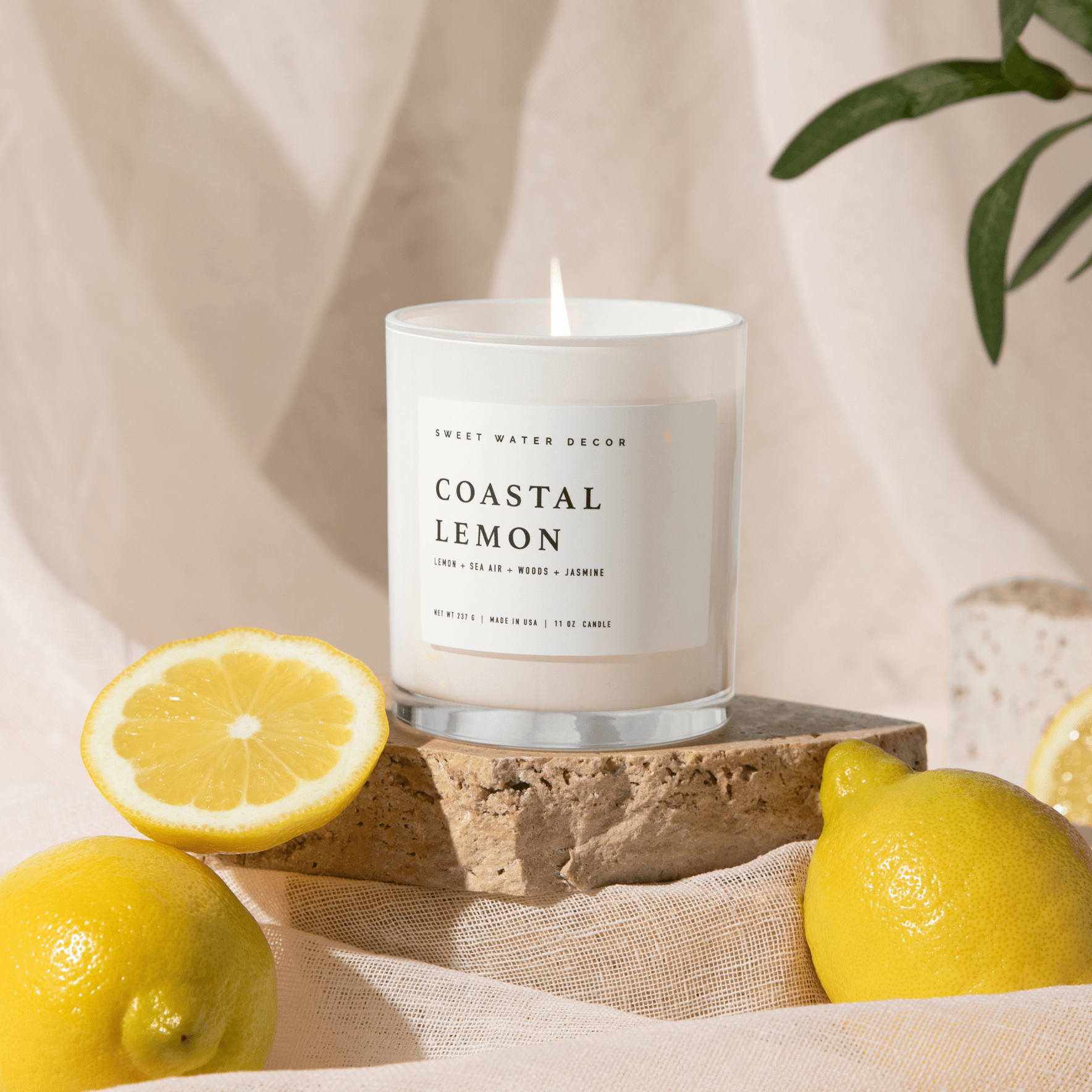Coastal Lemon Soy Candle - White Jar - 11 oz