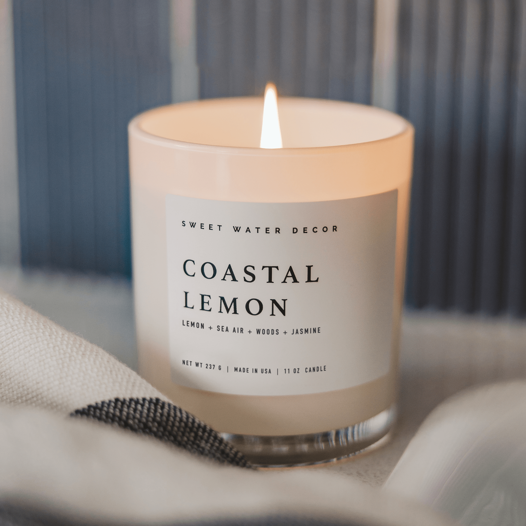 Coastal Lemon Soy Candle - White Jar - 11 oz