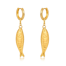 Load image into Gallery viewer, Fish Charm Huggie Earrings (2-1 Necklace Charm)