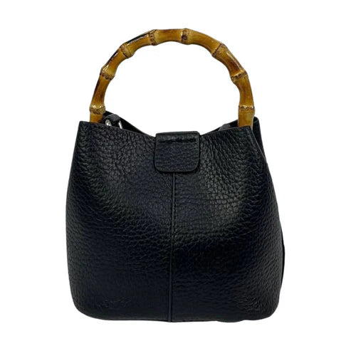 Sutton Petite Bamboo Bucket/Crossbody - Black