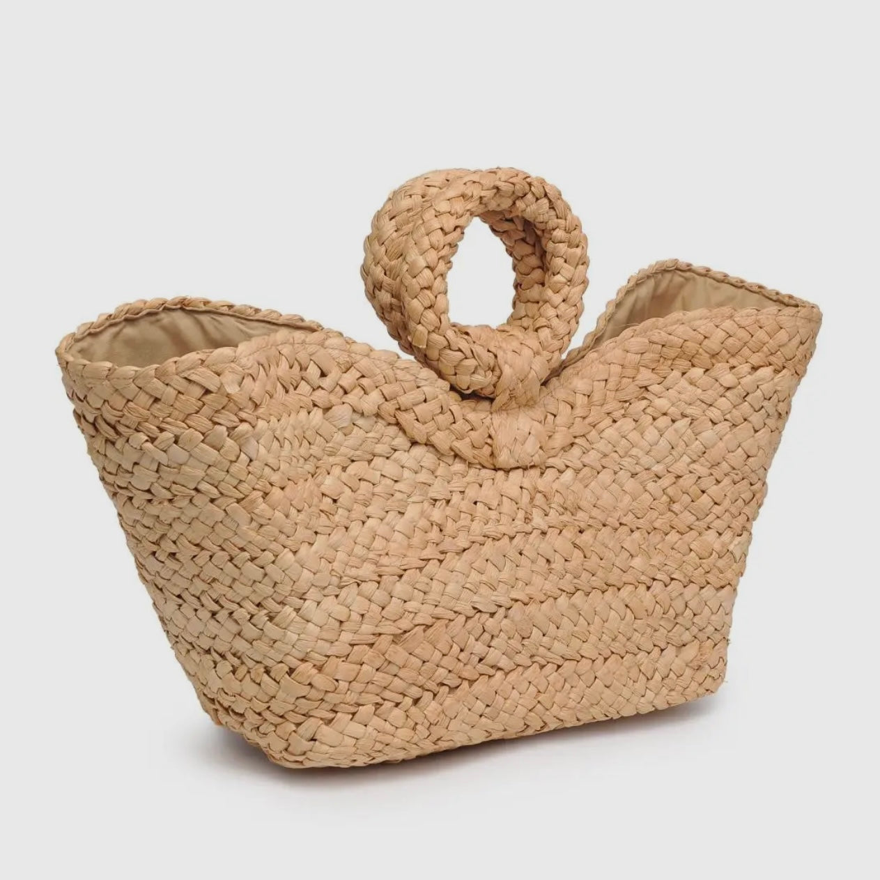 Ring Handle Straw Tote