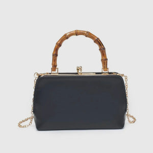 Black Tillie Bamboo Handle Clutch Bag