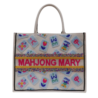 Personalized Mahjong Beaded Tote Bag
