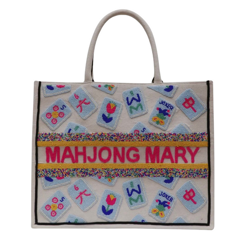Personalized Mahjong Beaded Tote Bag
