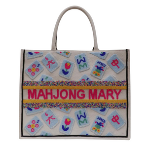 Personalized Mahjong Beaded Tote Bag