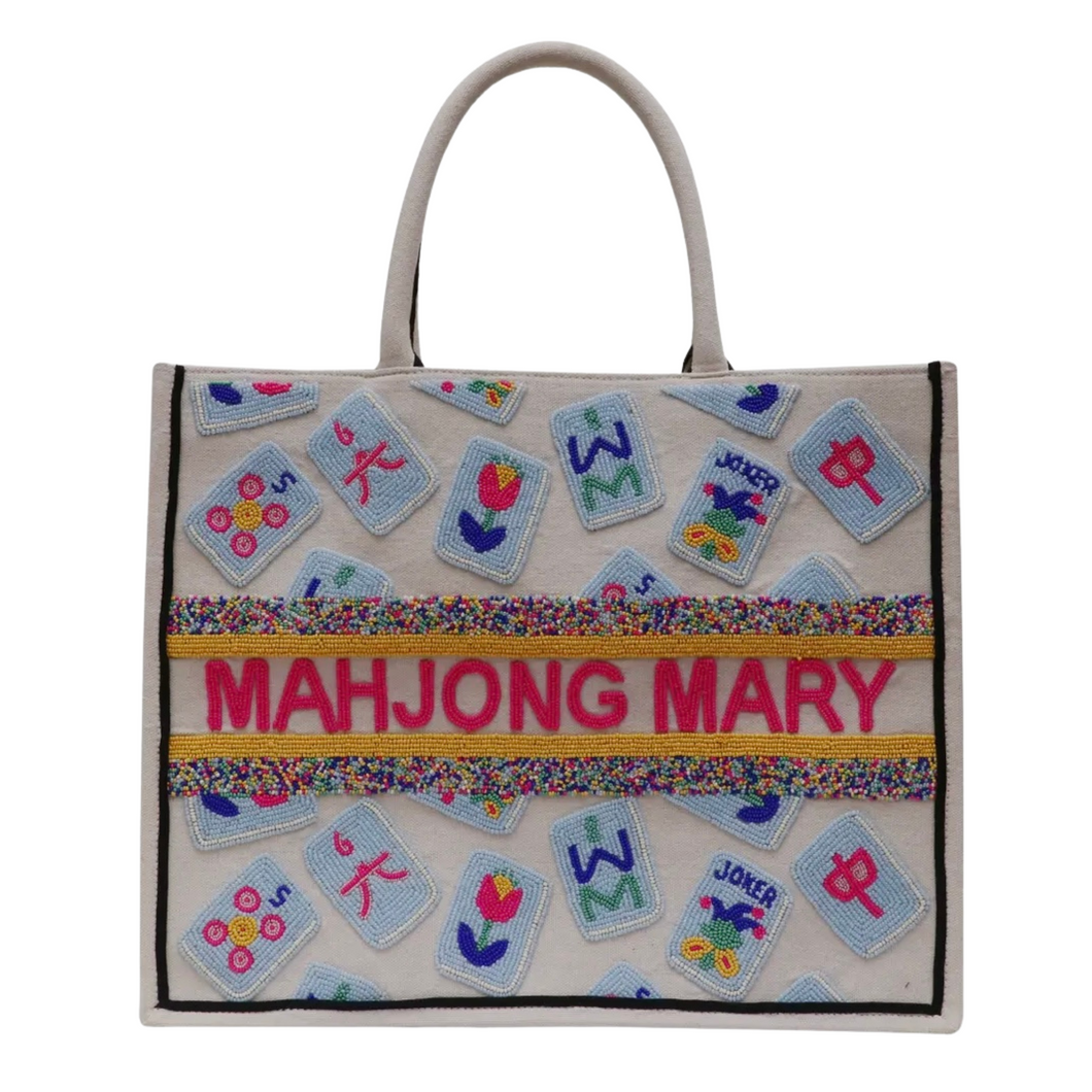 Personalized Mahjong Beaded Tote Bag