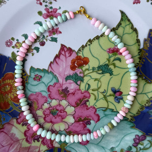 Disco Pink/Blue Gemstone Necklace