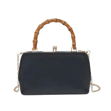 Load image into Gallery viewer, Black Tillie Bamboo Handle Clutch Bag