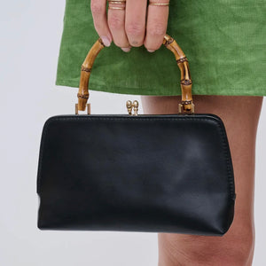 Black Tillie Bamboo Handle Clutch Bag