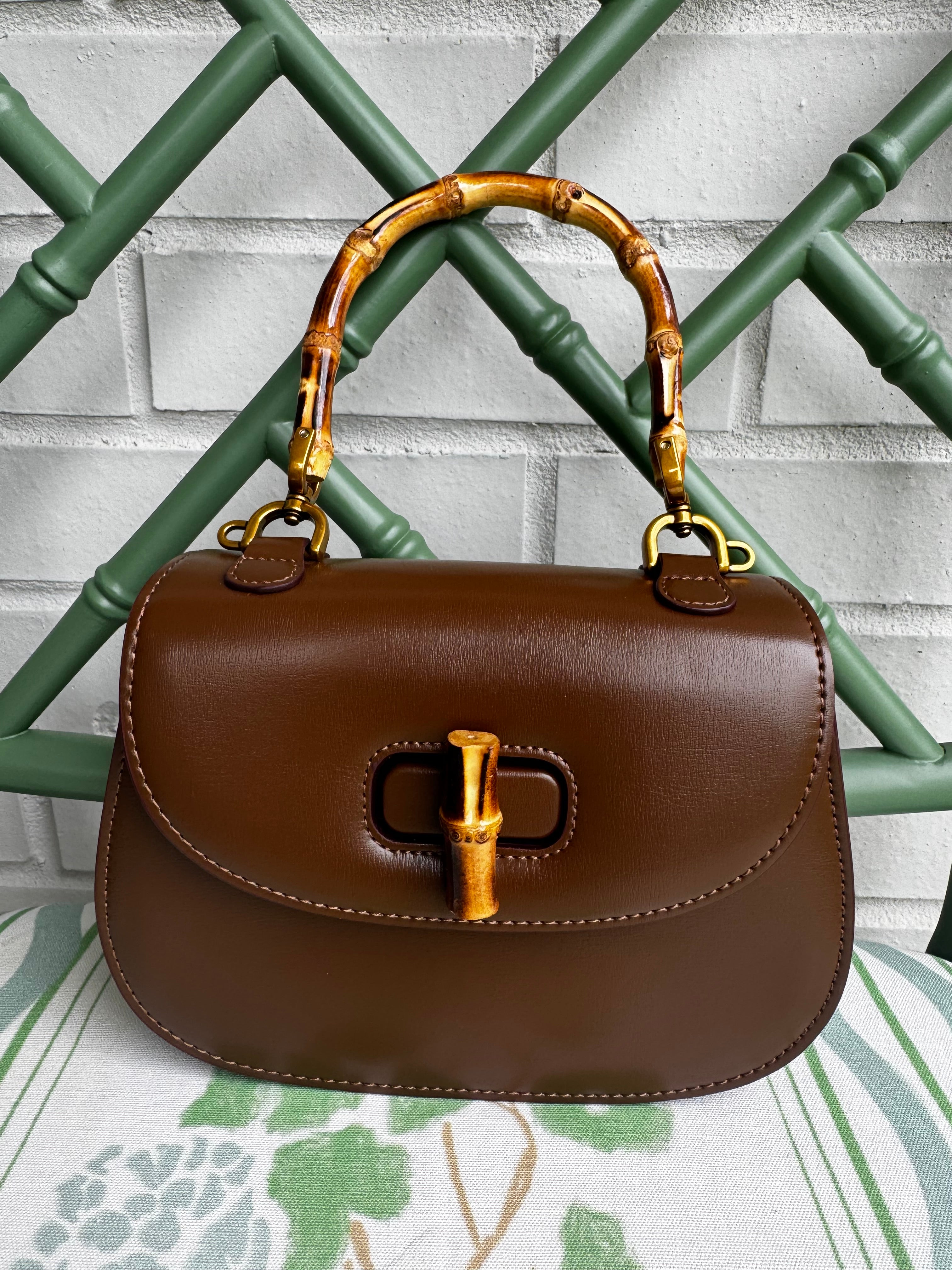 Harper Coffee Bamboo Handle Crossbody/Clutch