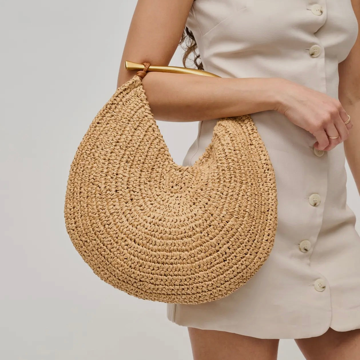 Brown Trim Fish Raffia Handheld Clutch